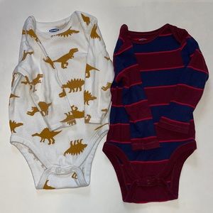(2) Old Navy Long Sleeve Onsies 12-18M